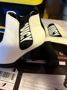 Juicy Couture White and Black Heeled Chelsea Boots